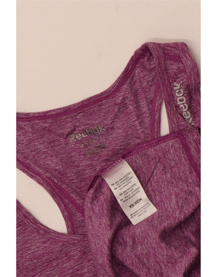 REEBOK Womens Vest Top UK 6 XS Purple Flecked Polyester