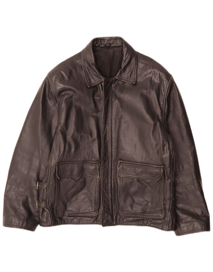 Vintage Mens Leather Jacket IT 48 Medium Black