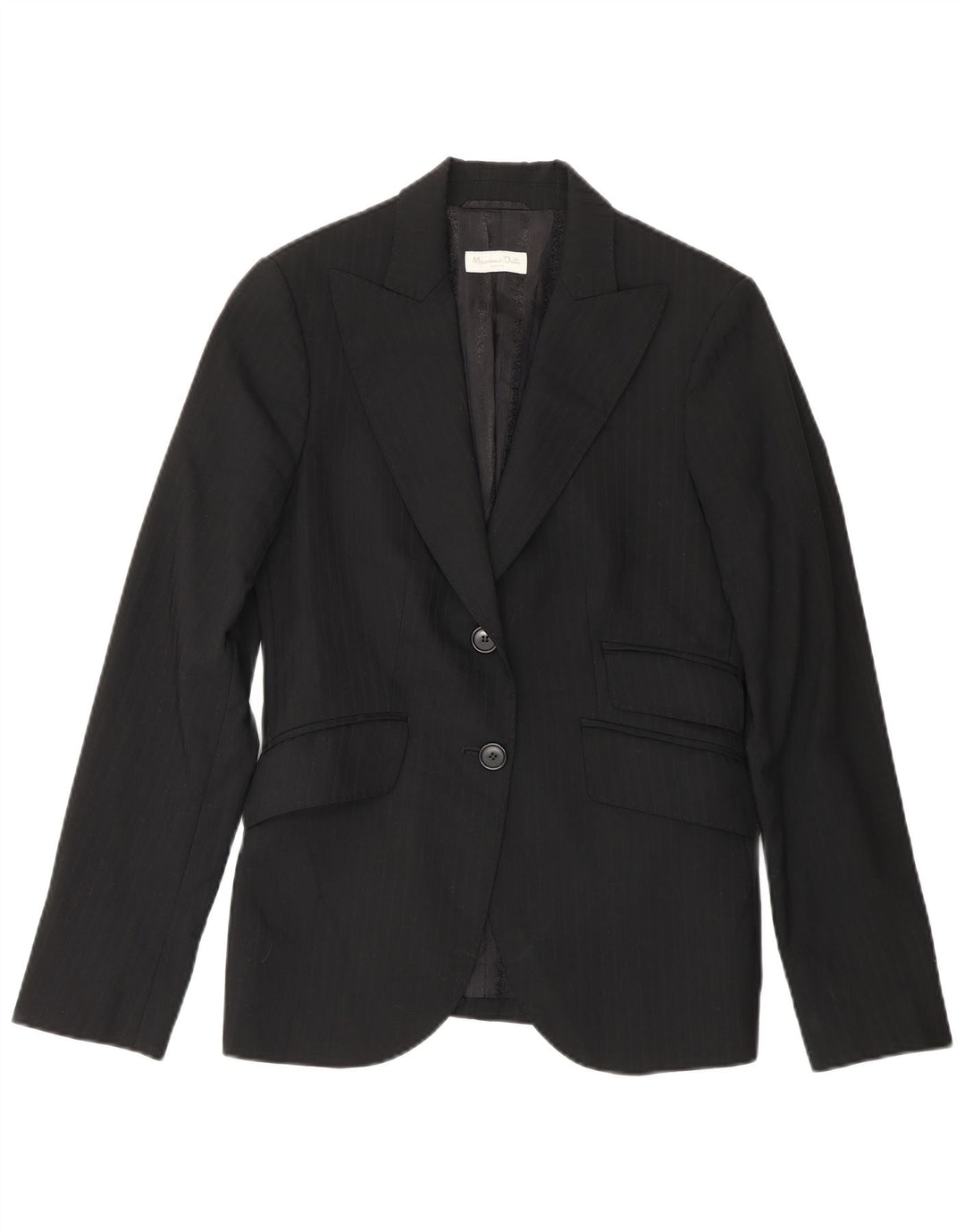 Massimo Dutti Womens 2 Button Blazer Jacket EU 38 Small Black Pinstripe