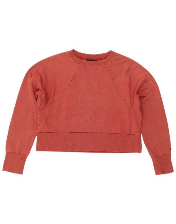 NIKE Womens Dri Fit Oversized Graphic Sweatshirt Jumper UK 6 XS Red Cotton