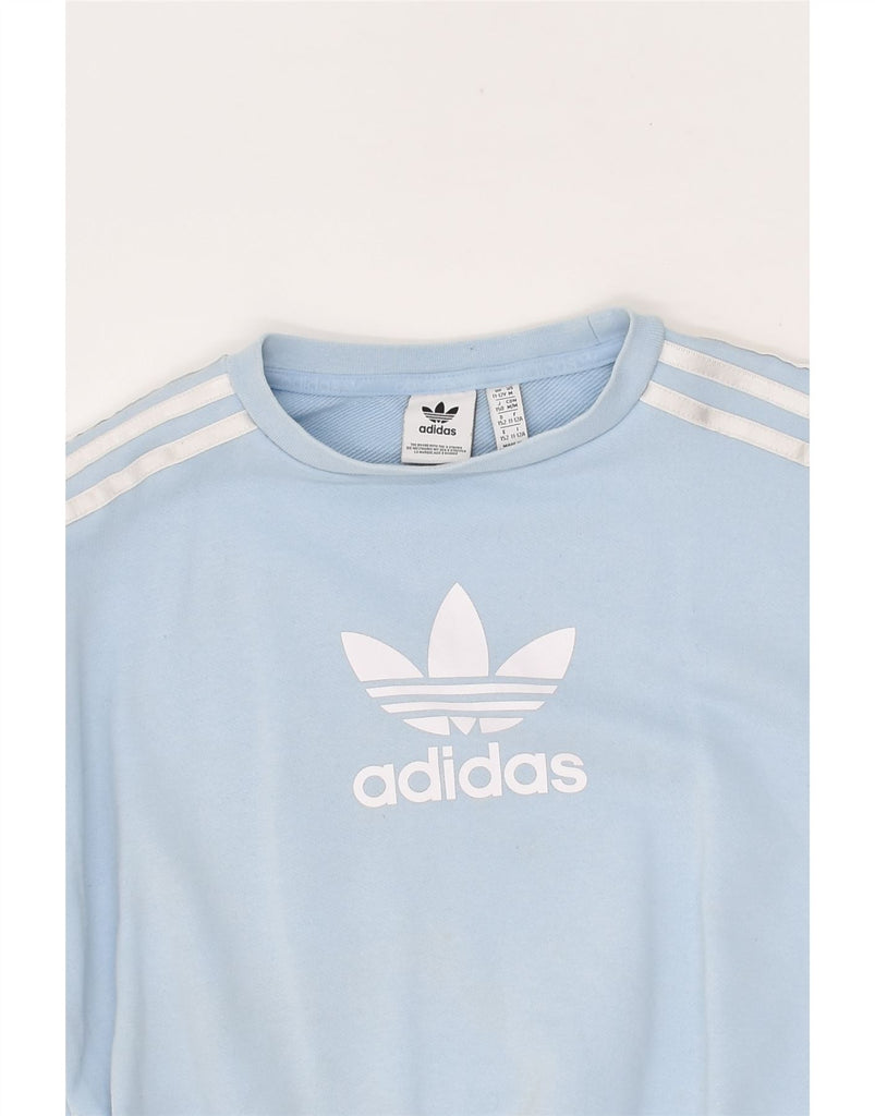 ADIDAS Girls Oversized Graphic Sweatshirt Jumper 11-12 Years Blue Cotton | Vintage Adidas | Thrift | Second-Hand Adidas | Used Clothing | Messina Hembry 