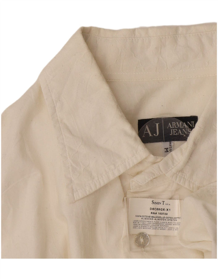 Armani Jeans Mens Shirt Medium Off White Cotton