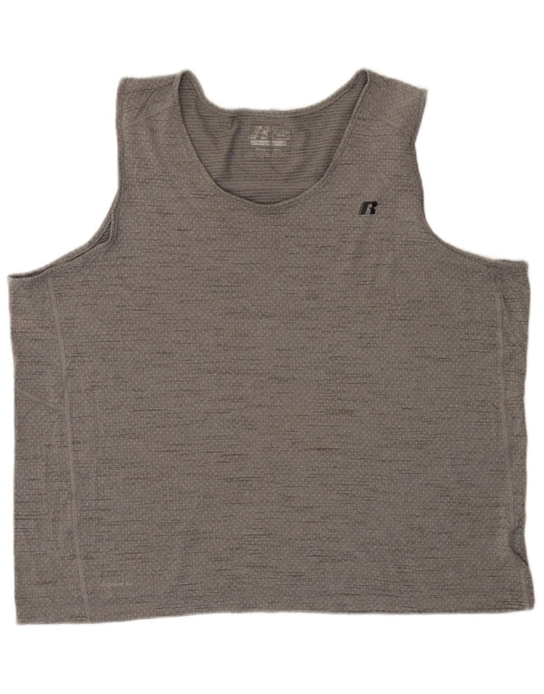 RUSSELL ATHLETIC Mens Dri-Power Vest Top UK 46/48 XL Grey Flecked