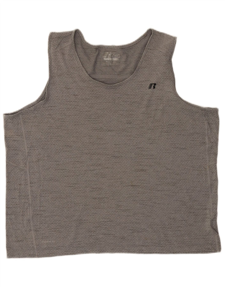 RUSSELL ATHLETIC Mens Dri-Power Vest Top UK 46/48 XL Grey Flecked