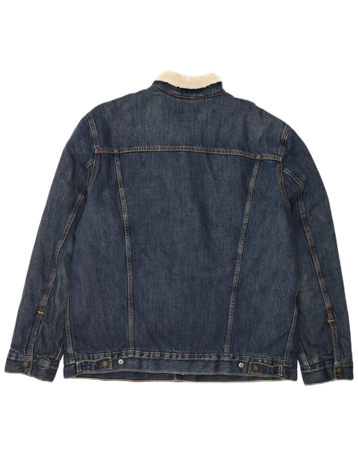 Levi's Mens Sherpa Denim Jacket UK 42 XL Blue Cotton