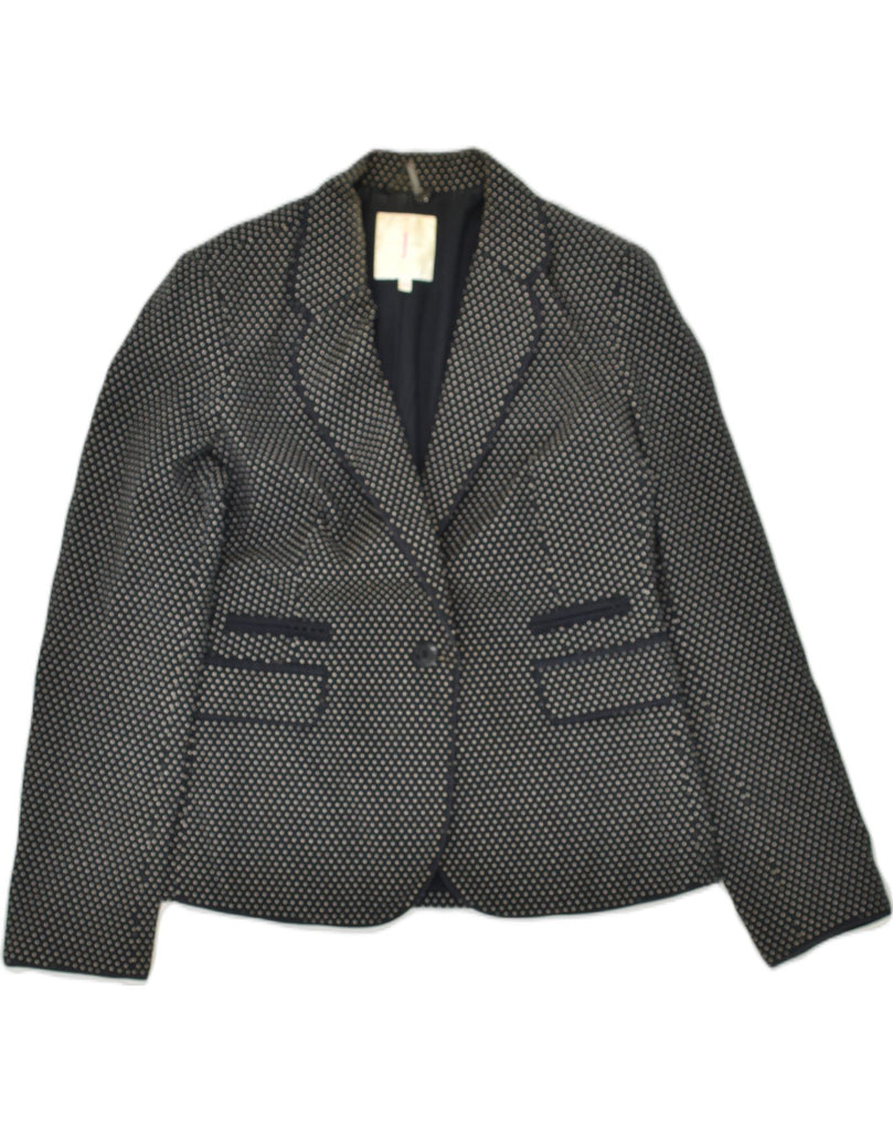 JASPER CONRAN Womens 1 Button Blazer Jacket UK 14 Medium  Black Polka Dot | Vintage Jasper Conran | Thrift | Second-Hand Jasper Conran | Used Clothing | Messina Hembry 