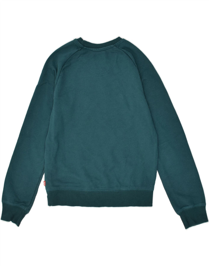 LEVI'S Girls Graphic Sweatshirt Jumper 13-14 Years Green Cotton | Vintage Levi's | Thrift | Second-Hand Levi's | Used Clothing | Messina Hembry 