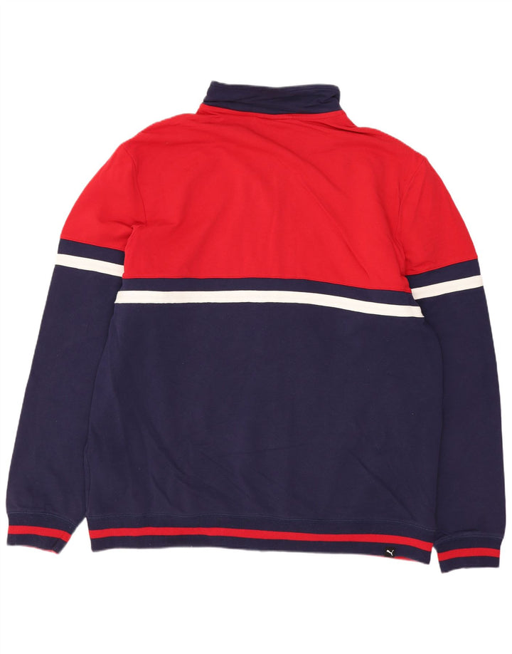 Puma Mens Tracksuit Top Jacket XL Navy Blue Colourblock Cotton