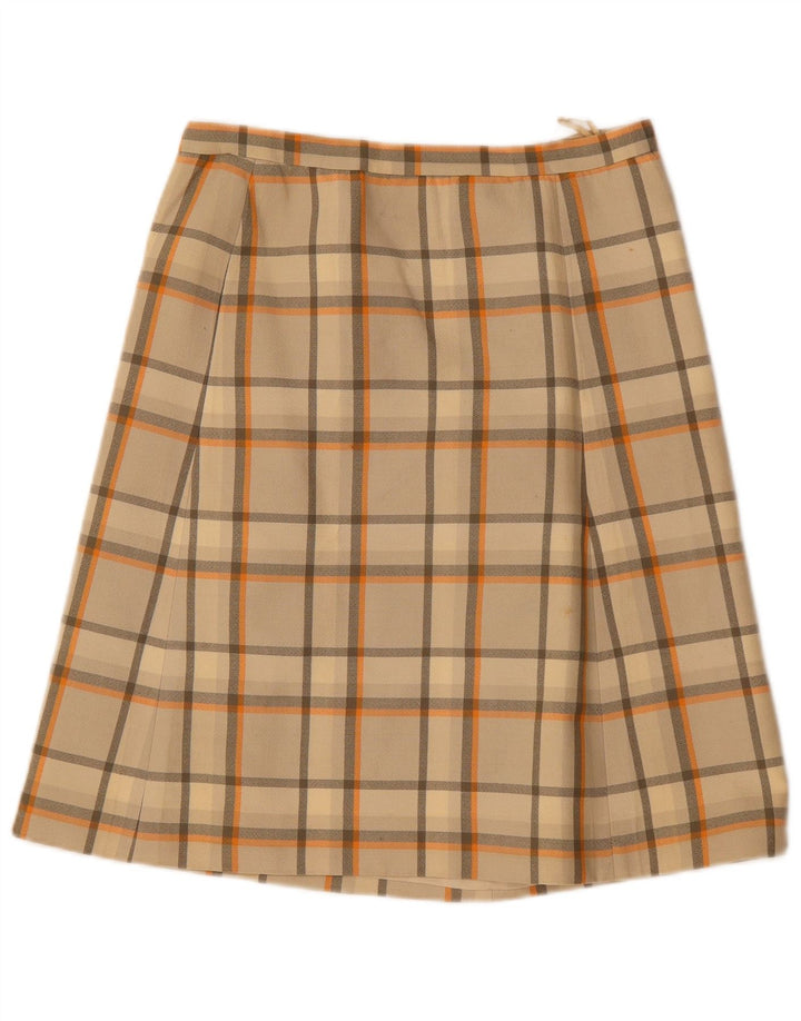VINTAGE Womens A-Line Skirt W30 Medium Beige Check