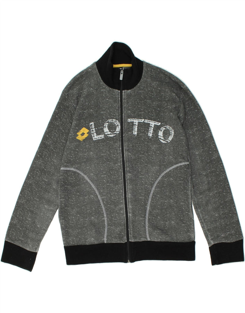 LOTTO Mens Graphic Tracksuit Top Jacket IT 46 Small Grey Cotton | Vintage Lotto | Thrift | Second-Hand Lotto | Used Clothing | Messina Hembry 