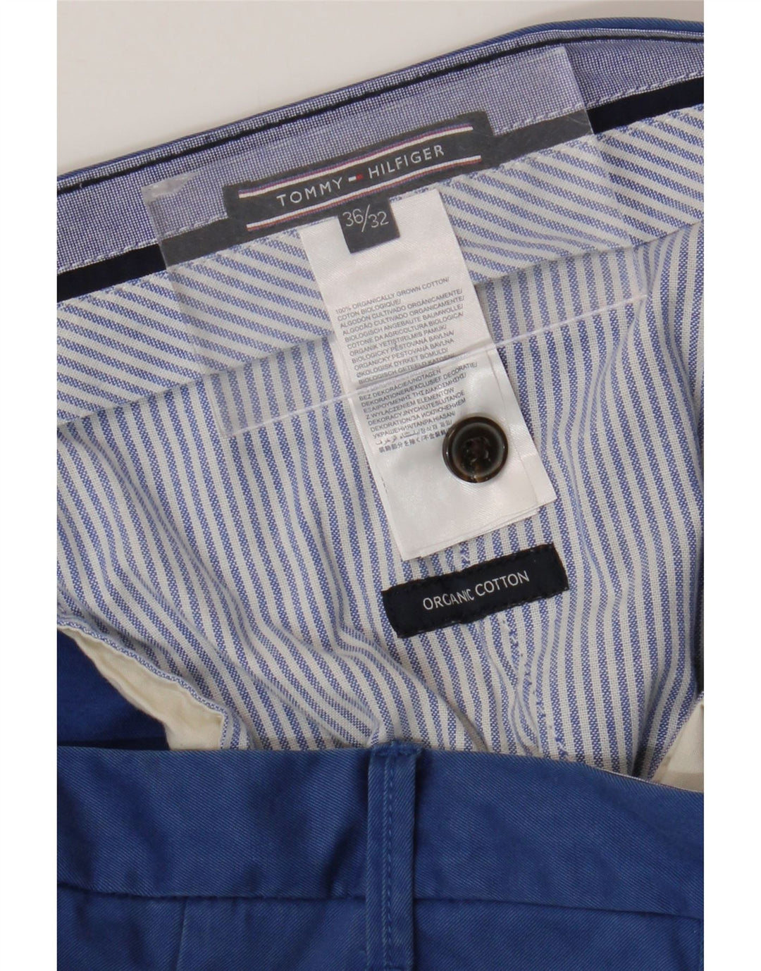 Tommy Hilfiger Mens Straight Chino Trousers W36 L32 Blue Cotton