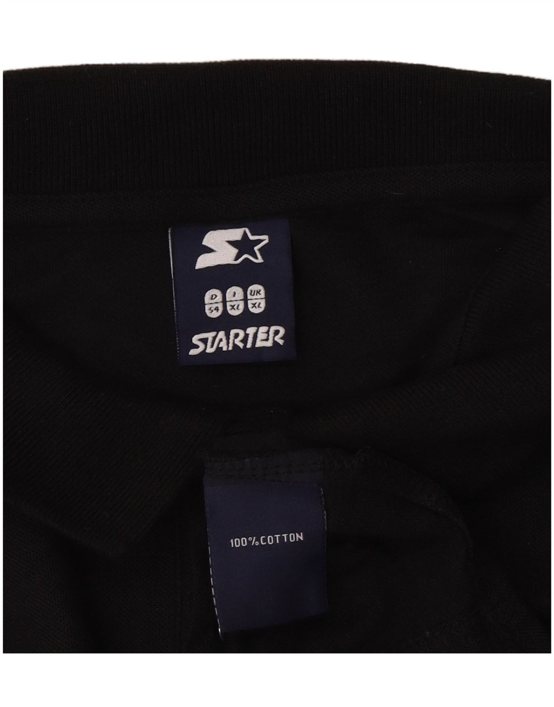 STARTER Mens Polo Shirt XL Black Cotton