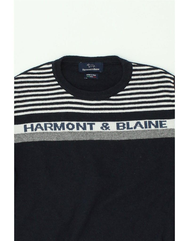 HARMONT & BLAINE Boys Graphic Crew Neck Jumper Sweater 10-11 Years Black | Vintage Harmont & Blaine | Thrift | Second-Hand Harmont & Blaine | Used Clothing | Messina Hembry 