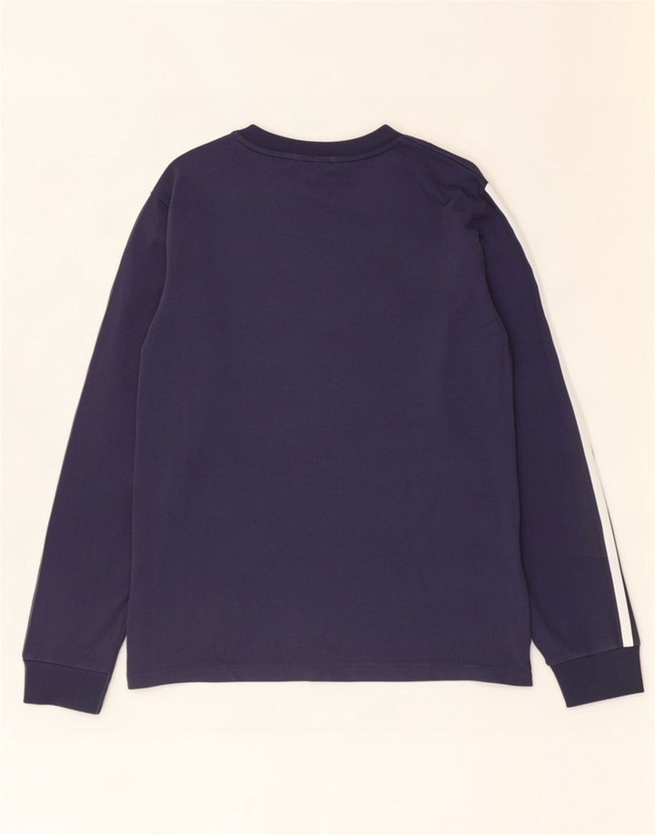 Adidas Womens Top Long Sleeve UK 10 Small Navy Blue Cotton