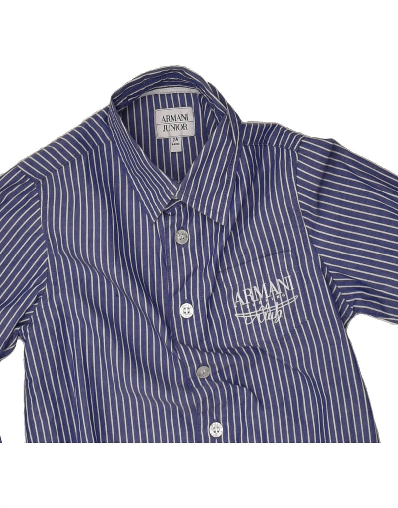 ARMANI JUNIOR Baby Boys Graphic Shirt 18-24 Months Blue Striped Cotton | Vintage Armani Junior | Thrift | Second-Hand Armani Junior | Used Clothing | Messina Hembry 