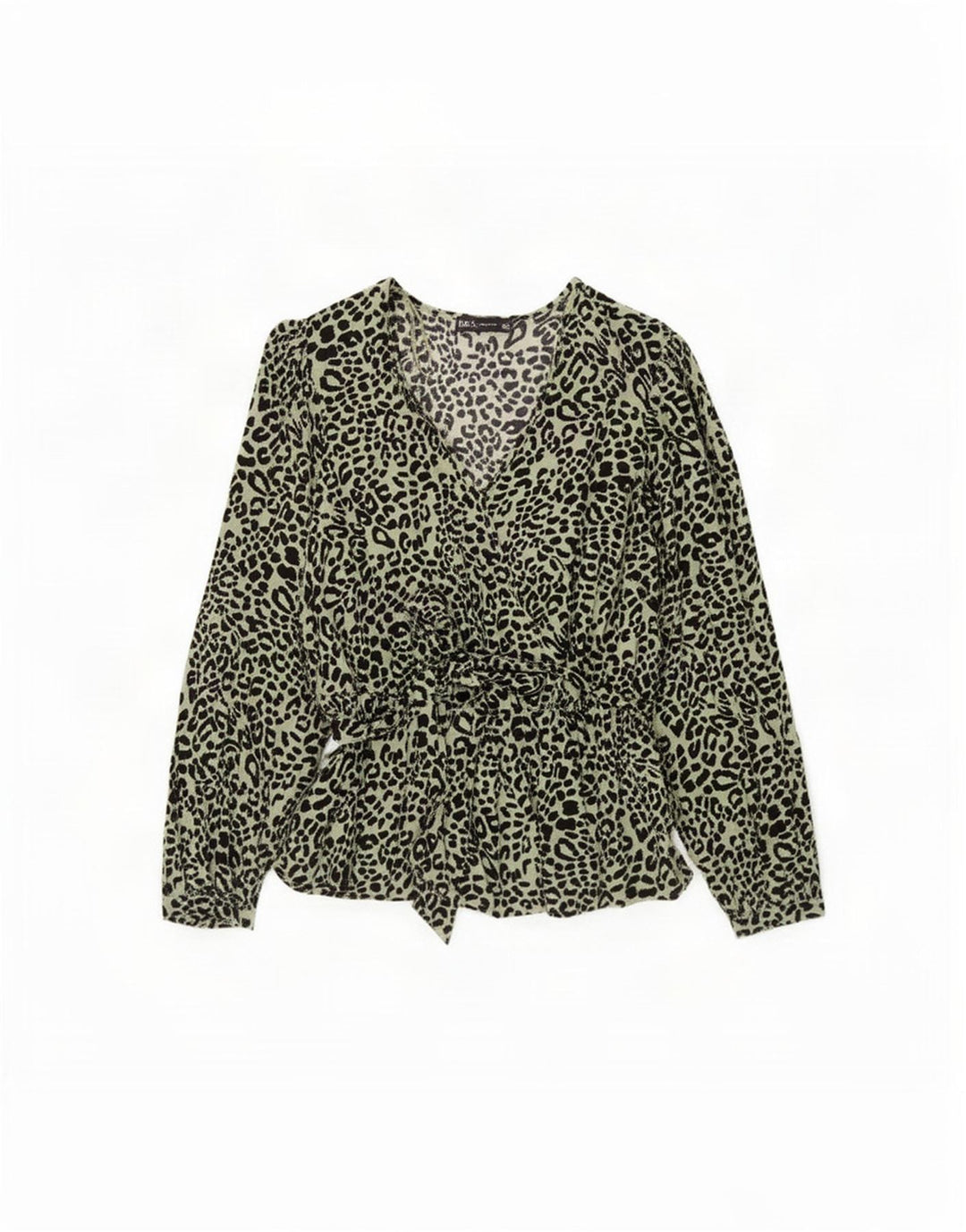 Marks & Spencer Womens Blouse Top UK 12 Medium Green Animal Print