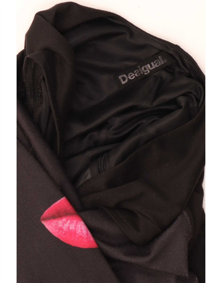 Desigual Womens Graphic Sheath Dress UK 12 Medium Black