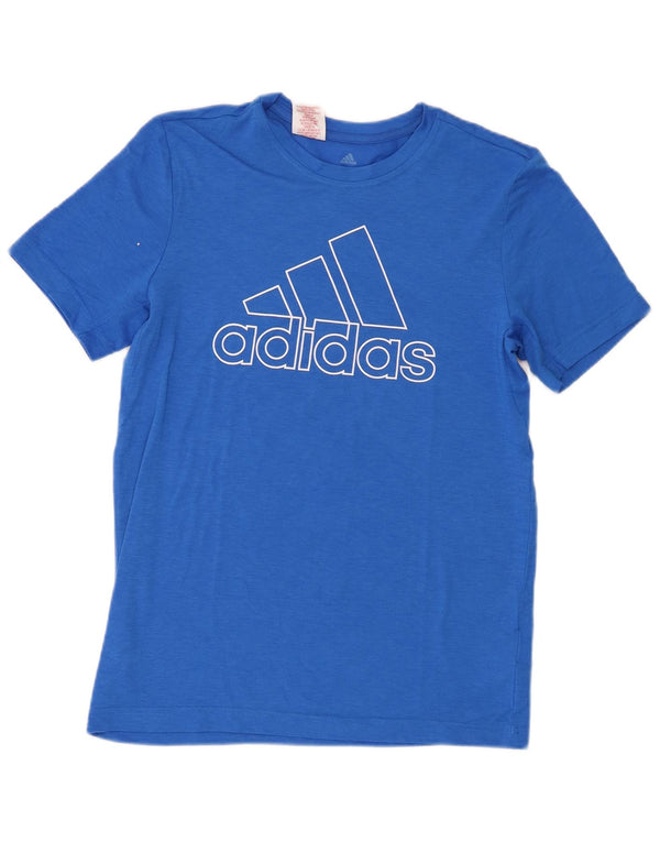 Adidas Boys Climalite Graphic T-Shirt Top 13-14 Years Large Blue Polyester