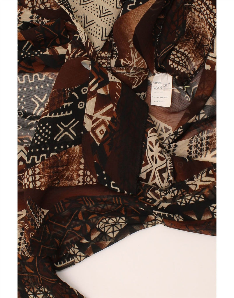 VINTAGE Womens See Through Shirt Blouse UK 20 2XL Brown Geometric Vintage Vintage and Second-Hand Vintage from Messina Hembry 