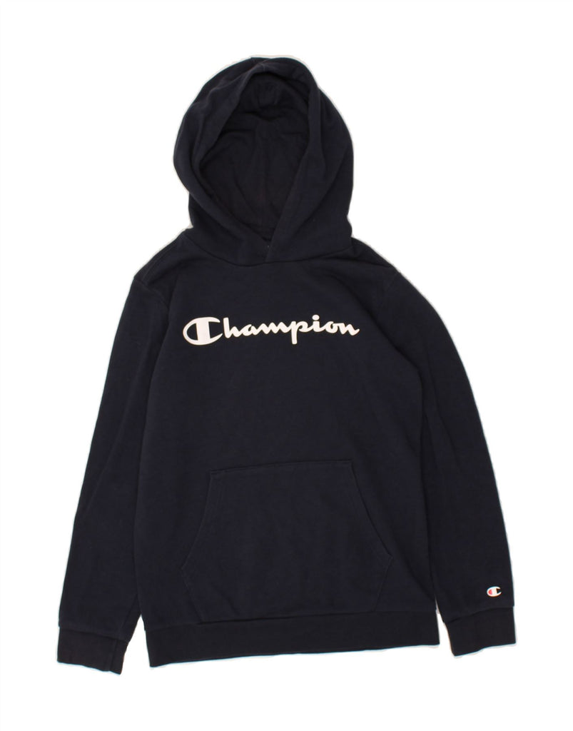 CHAMPION Boys Graphic Hoodie Jumper 11-12 Years Large  Navy Blue | Vintage Champion | Thrift | Second-Hand Champion | Used Clothing | Messina Hembry 