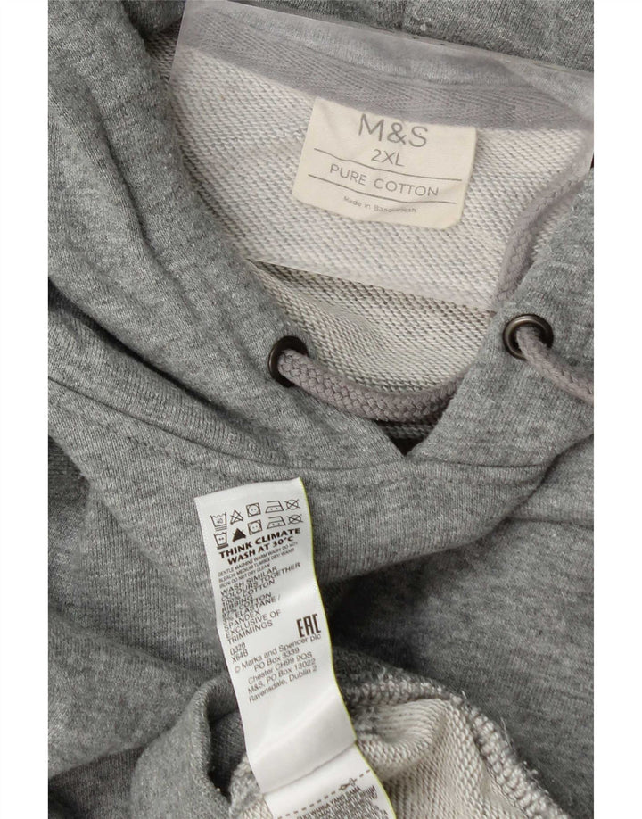 Marks & Spencer Mens Hoodie Jumper 2XL Grey Cotton