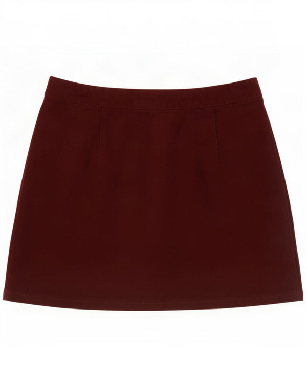 Stradivarius Womens Suede Mini Skirt Medium W28 Burgundy Leather