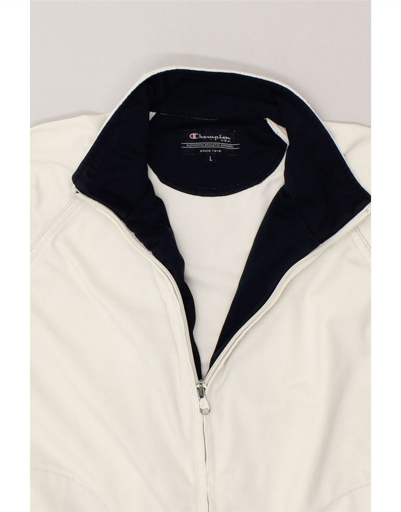 CHAMPION Womens Tracksuit Top Jacket UK 16 Large White | Vintage Champion | Thrift | Second-Hand Champion | Used Clothing | Messina Hembry 