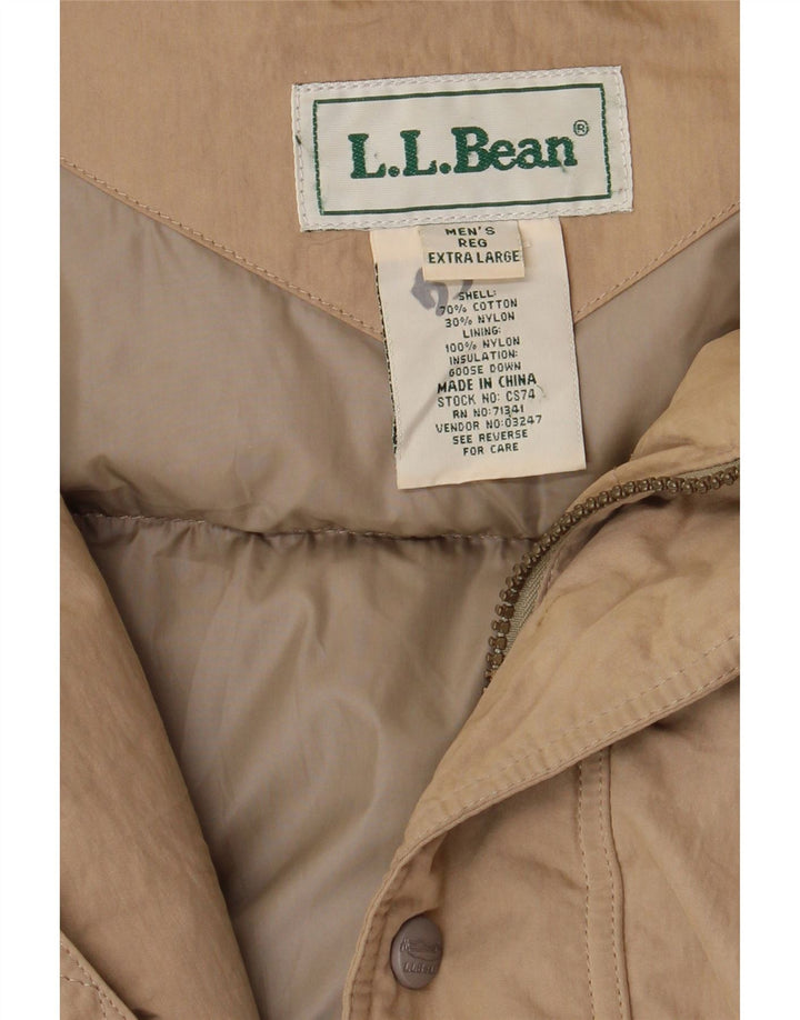L.L.Bean Mens Padded Coat UK 42 XL Beige Cotton