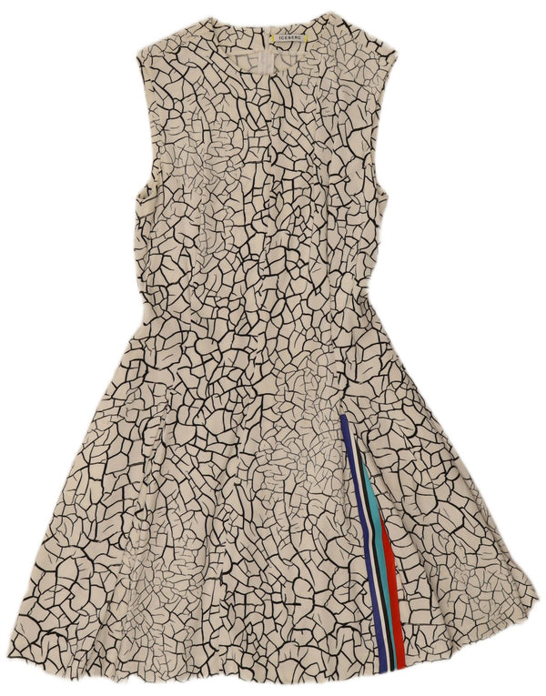 Iceberg Womens Abstract Pattern Sleeveless A-Line Dress IT 42 Medium White