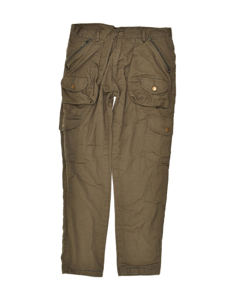 VINTAGE Mens Slim Cargo Trousers IT 52 XL W38 L30  Khaki Cotton Vintage Vintage and Second-Hand Vintage from Messina Hembry 