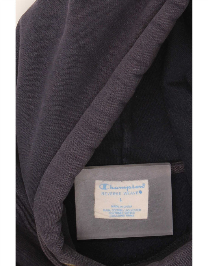 Champion Mens Hoodie Jumper Large Navy Blue Cotton