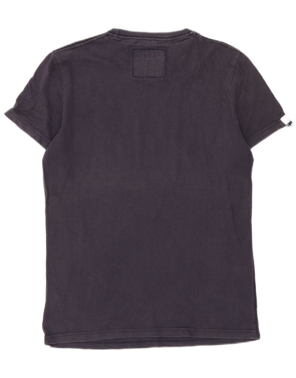 Superdry Womens Graphic T-Shirt Top UK 14 Medium Navy Blue Cotton