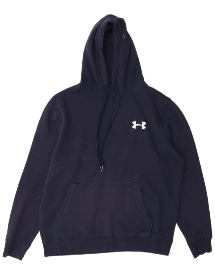 Under Armour Mens Cold Gear Hoodie Jumper Medium Navy Blue Cotton