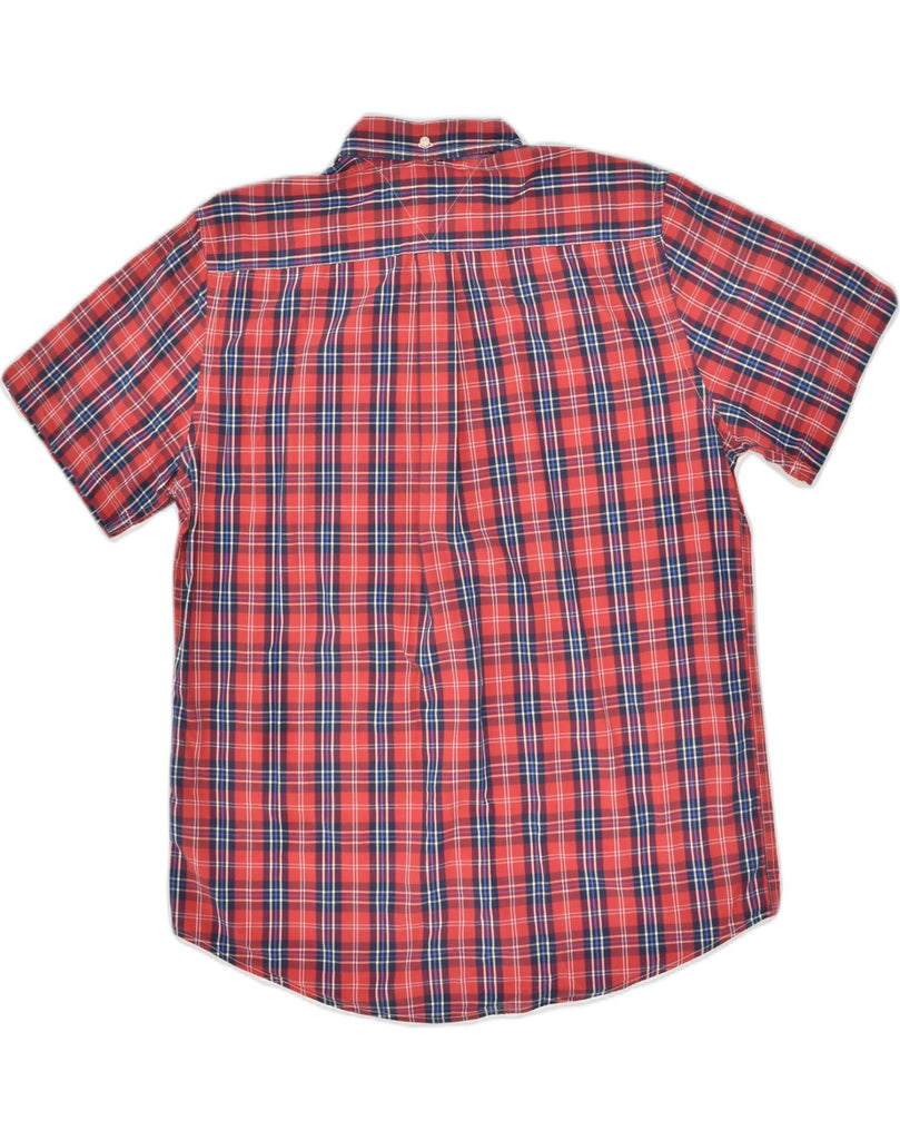 TOMMY HILFIGER Mens Short Sleeve Shirt Medium Red Check Cotton | Vintage Tommy Hilfiger | Thrift | Second-Hand Tommy Hilfiger | Used Clothing | Messina Hembry 