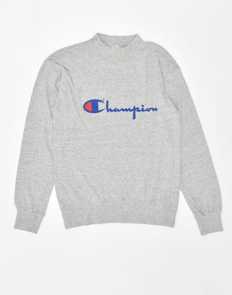 CHAMPION Womens Graphic Sweatshirt Jumper UK 14 Large Grey Cotton | Vintage | Thrift | Second-Hand | Used Clothing | Messina Hembry 