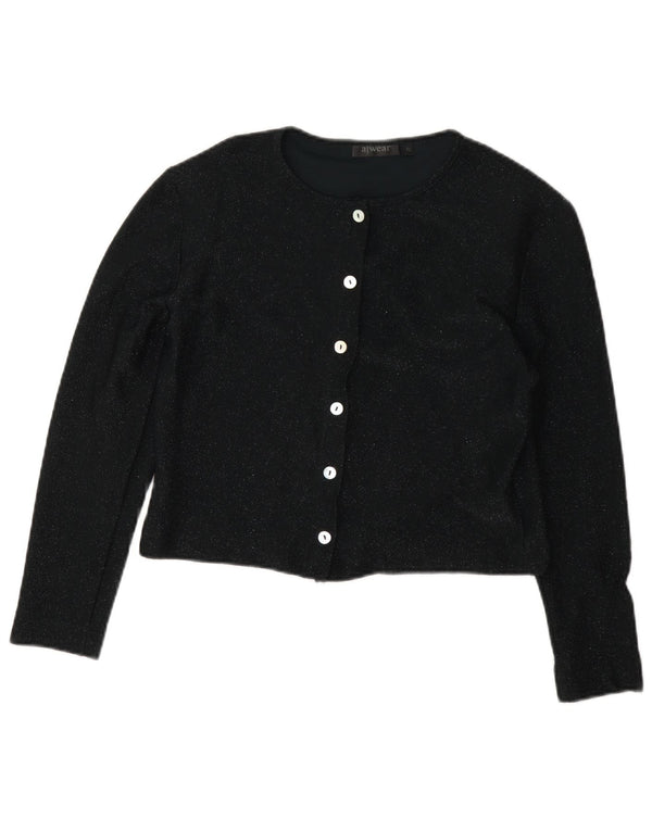 A Wear Womens Crop Cardigan Top UK 10 Small Black Flecked