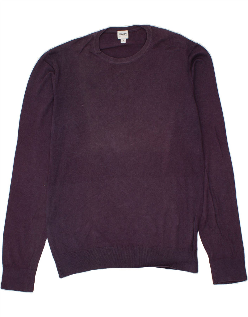 ARMANI COLLEZIONI Mens Crew Neck Jumper Sweater Medium Purple Vintage Armani Collezioni and Second-Hand Armani Collezioni from Messina Hembry 