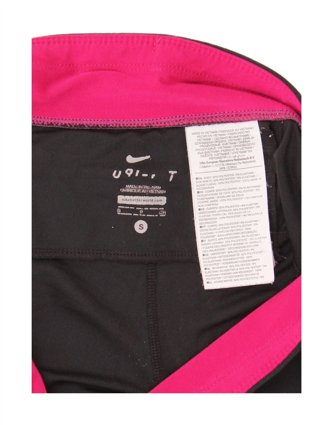 Nike Womens Leggings UK 10 Small Black Colourblock Polyester