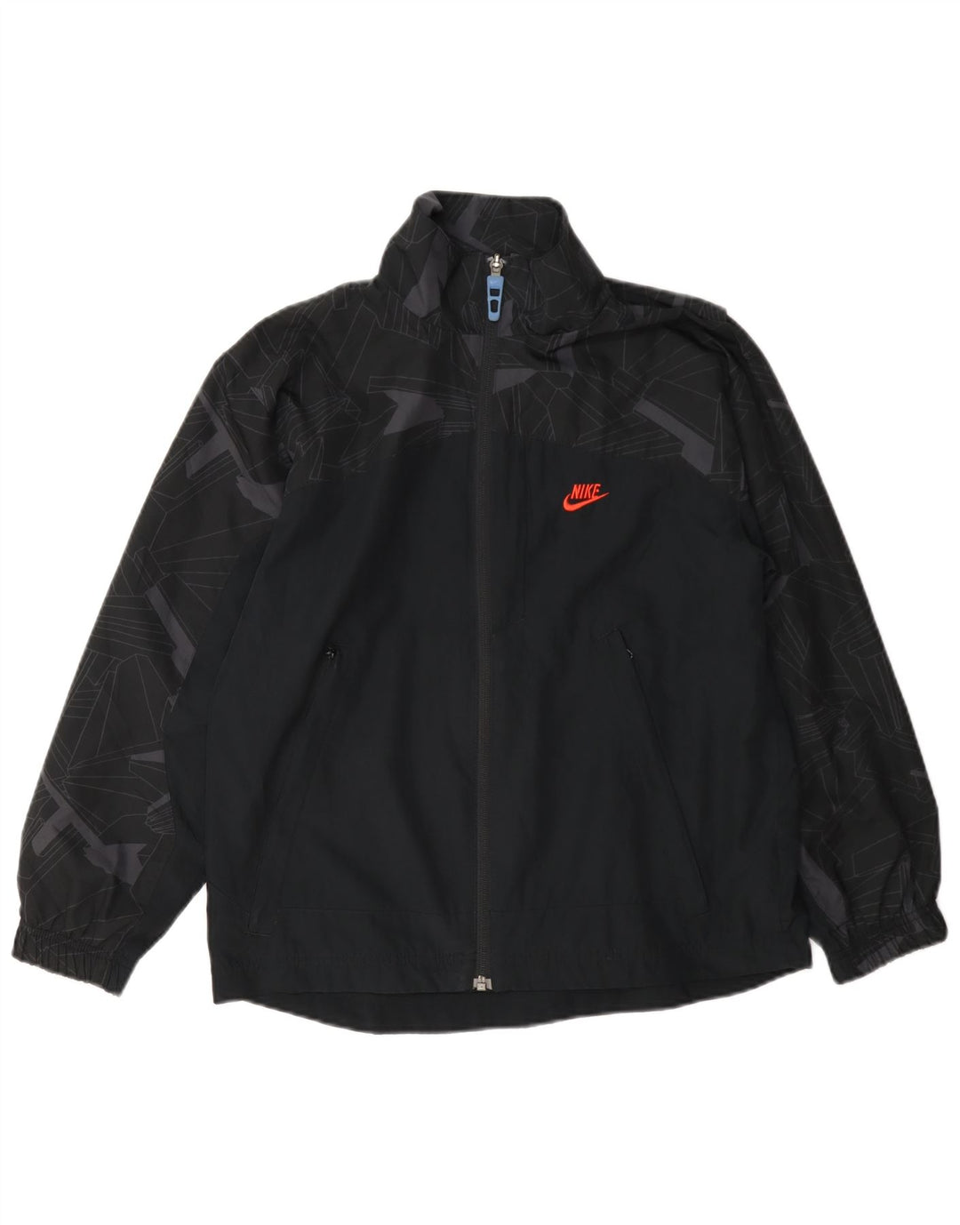 Nike Boys Tracksuit Top Jacket 10-11 Years Medium Navy Blue Geometric