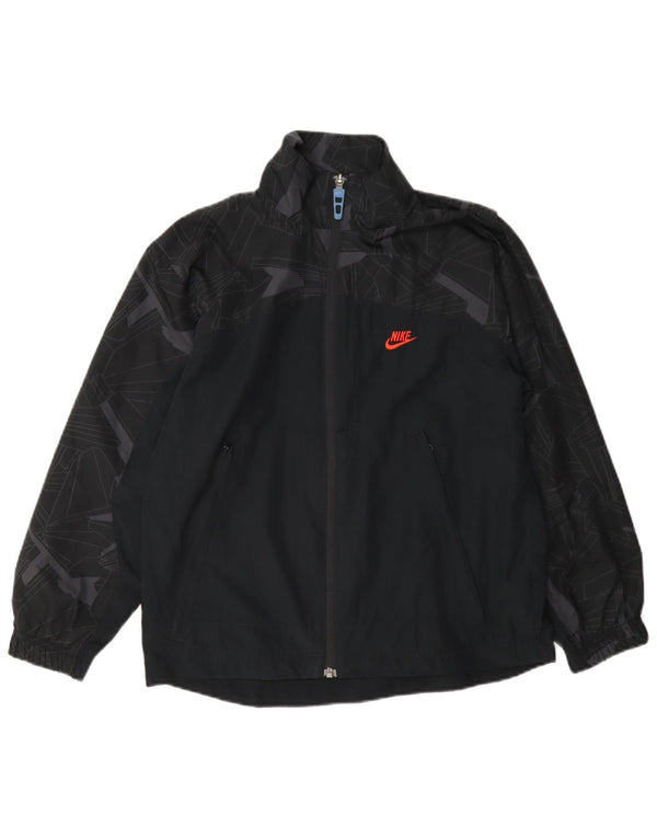 Nike Boys Tracksuit Top Jacket 10-11 Years Medium Navy Blue Geometric