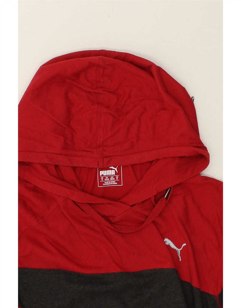 PUMA Mens Hoodie Jumper Medium Red Colourblock Cotton | Vintage Puma | Thrift | Second-Hand Puma | Used Clothing | Messina Hembry 