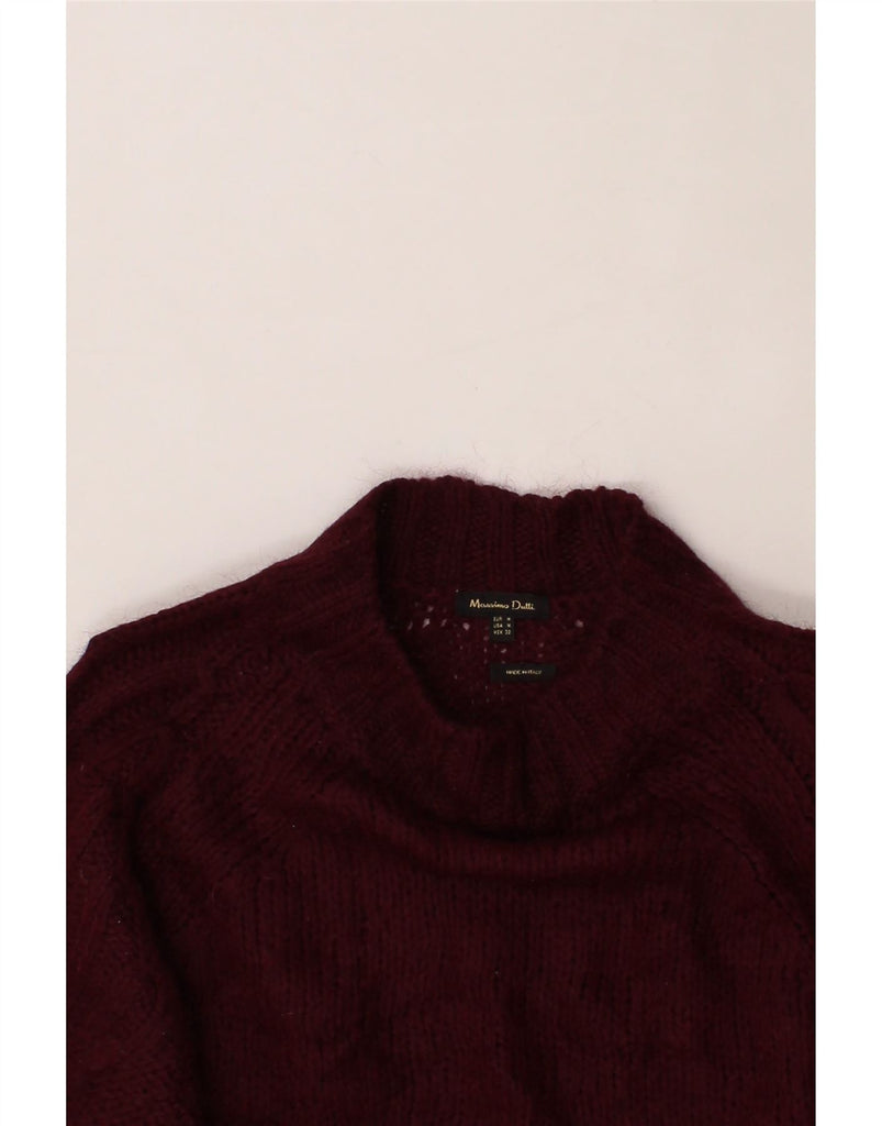 MASSIMO DUTTI Womens Turtle Neck Jumper Sweater UK 14 Medium Maroon Vintage Massimo Dutti and Second-Hand Massimo Dutti from Messina Hembry 