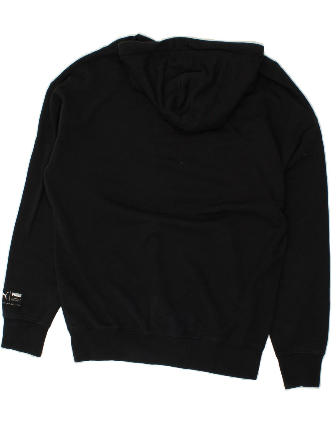 PUMA Mens Graphic Hoodie Jumper Small Black Cotton Vintage Puma and Second-Hand Puma from Messina Hembry 