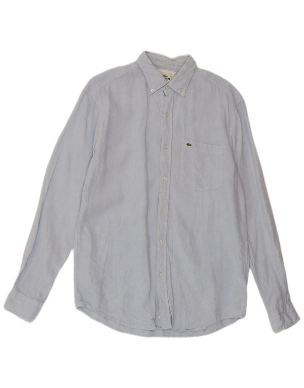 Lacoste Mens Regular Fit Shirt Size 40 Medium Blue Linen
