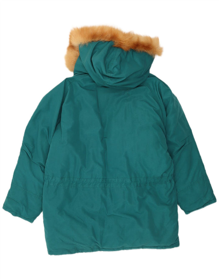 Vintage Womens Hooded Padded Jacket UK 18 XL Blue Polyester