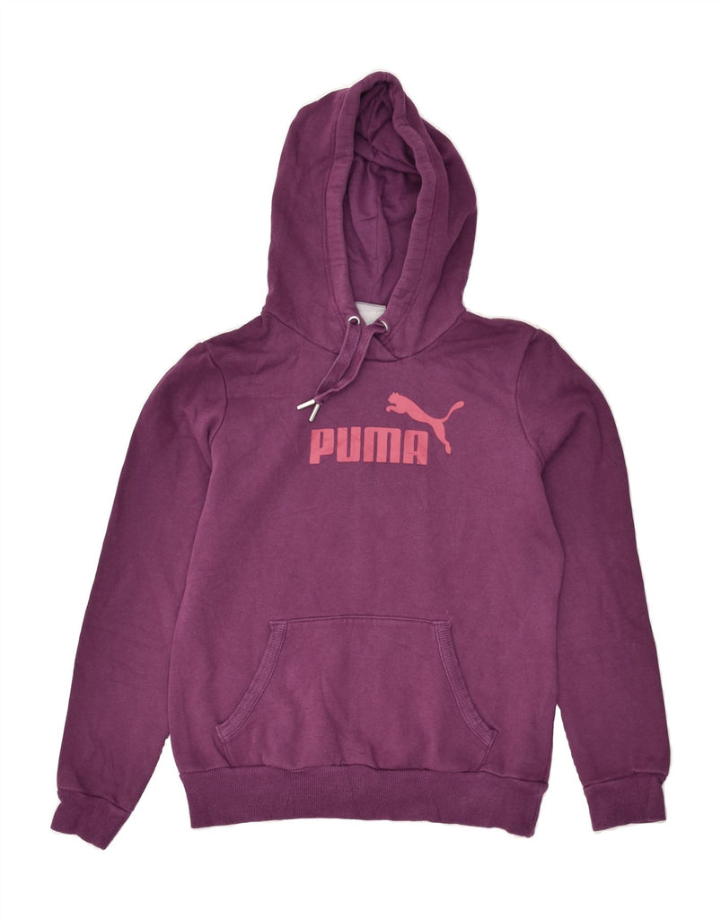 PUMA Womens Graphic Hoodie Jumper UK 8 Small Purple Cotton | Vintage Puma | Thrift | Second-Hand Puma | Used Clothing | Messina Hembry 