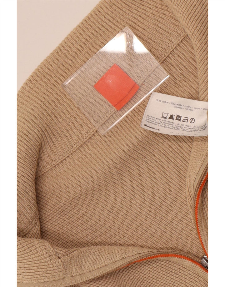 HUGO BOSS Mens Cardigan Sweater Large Beige Cotton