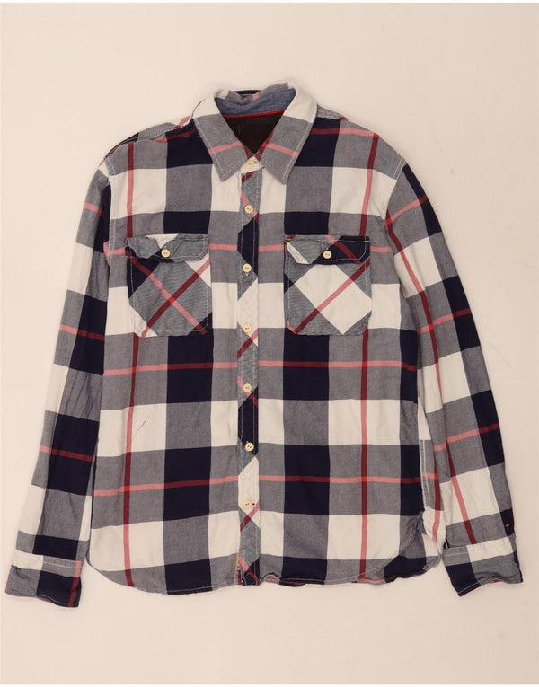 Tommy Hilfiger Mens Flannel Shirt XL Blue Check Cotton