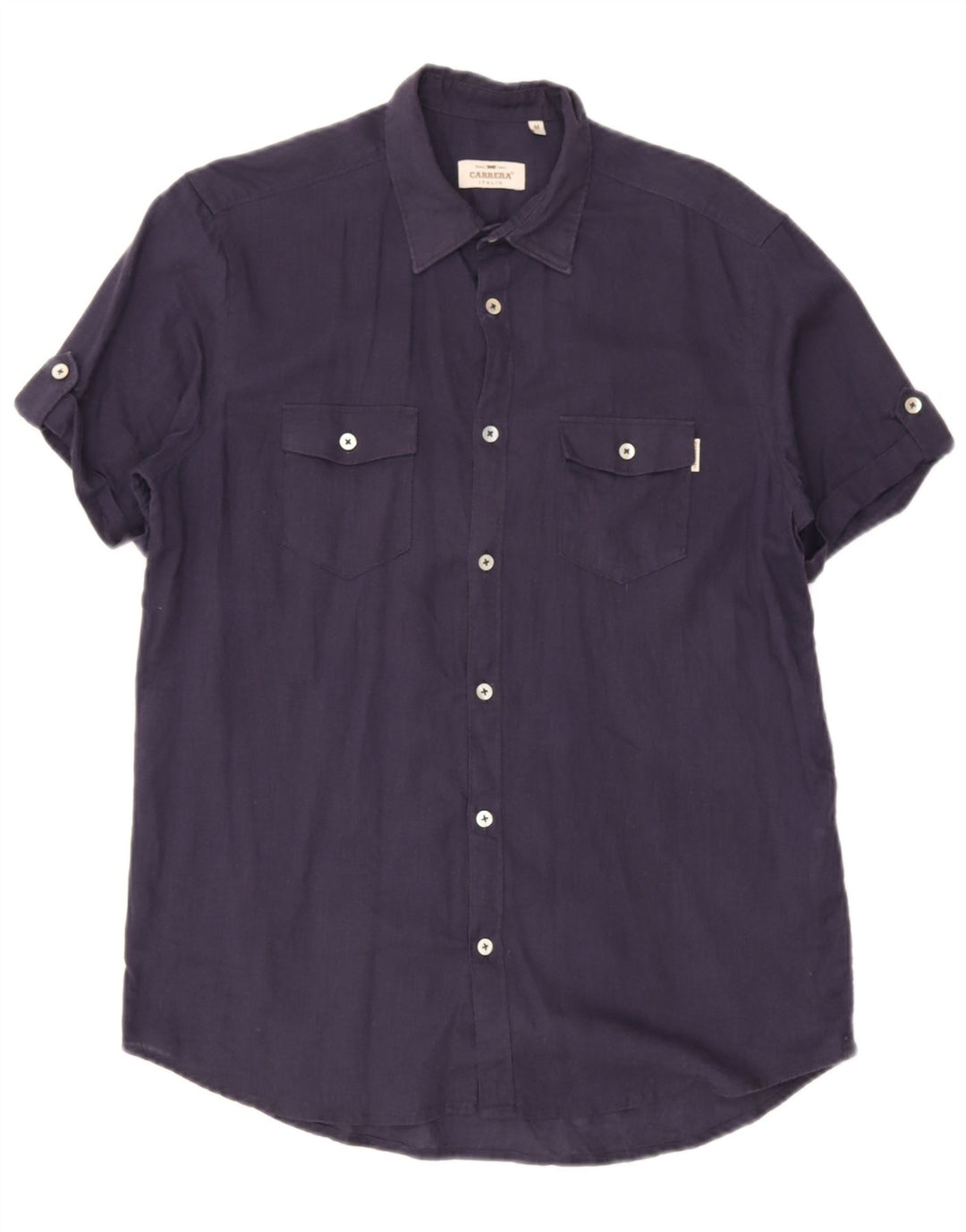 Carrera Mens Shirt Medium Navy Blue Linen