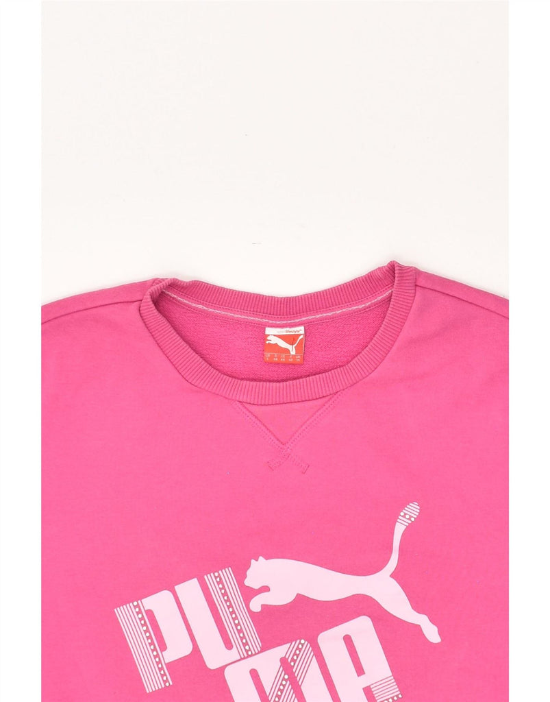 PUMA Womens Graphic Sweatshirt Jumper UK 14 Large Pink Vintage Puma and Second-Hand Puma from Messina Hembry 